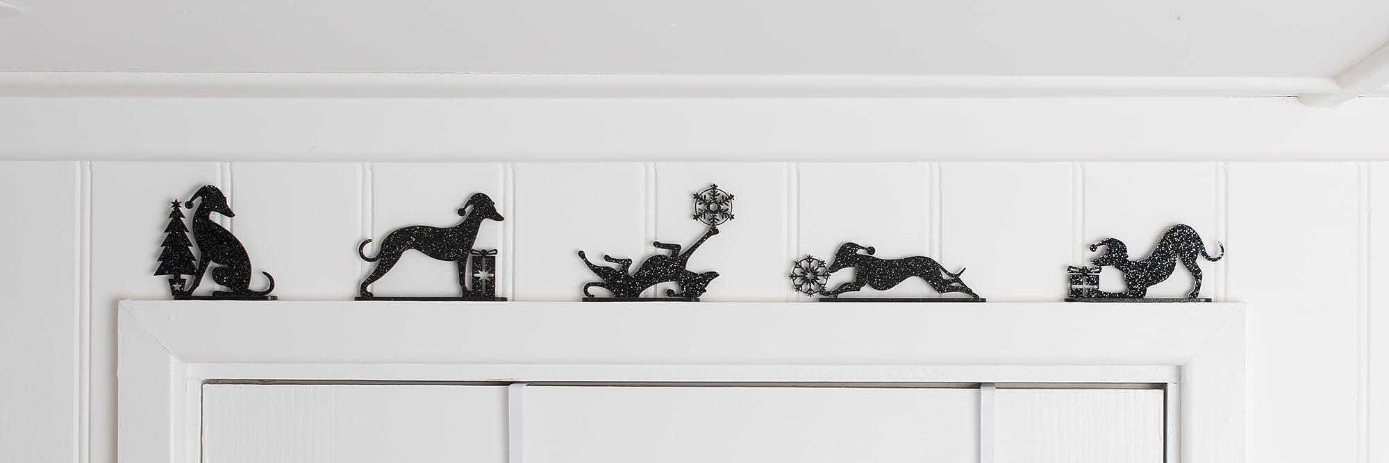 Set of 5 Sparkly Acrylic Whippet Greyhound Ornaments, Handmade Christmas Dog Decor, TV Toppers & Shelf Sitters - Image 3