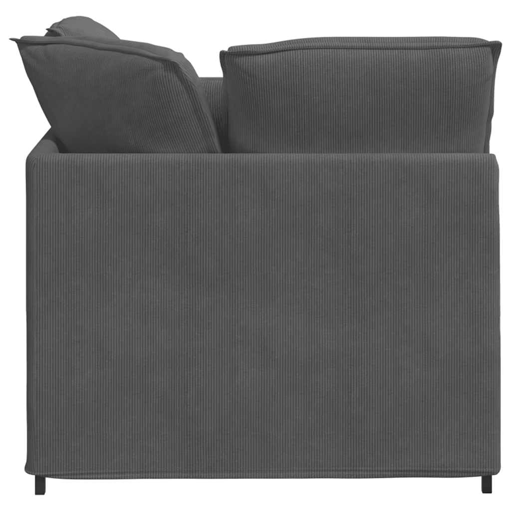 Sofá modular con reposapiés y cojín de pana gris oscuro, 200 x 100 x 64 cm, marco de metal, elemento de montaje para salón, versátil esquina tapizada con otomana y asiento