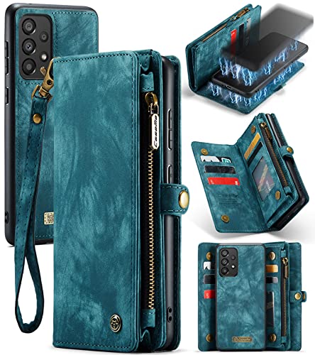Coque Samsung A33 5G avec fermeture éclair et 11 porte-cartes multifonction