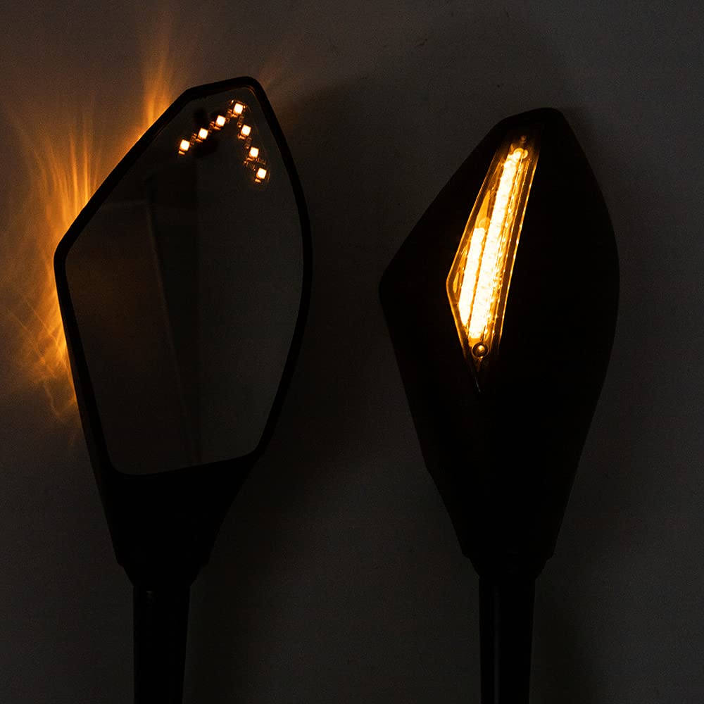 Moto Rétroviseur latéral avec clignotants LED Universel pour Cruiser Street Sport Bike (A)