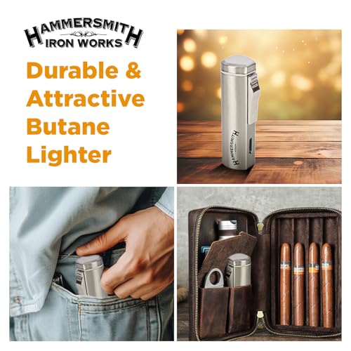 Encendedor soplete de butano triple llama Hammersmith plata miniatura 5