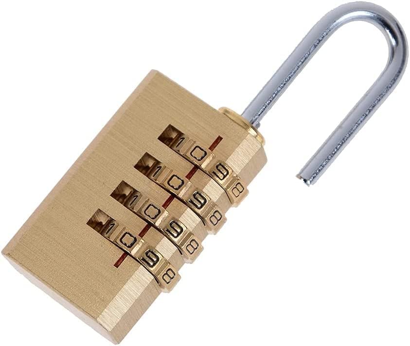 Code Padlock,Codes Lock,Brass Mini 4 Digits Number Password Code Lock Combination Padlock Pad Lock Resettable for Travelling Bag 1pc