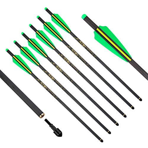 REEGOX Crossbow Bolts 16 18 20 inch Carbon Crossbow Arrows for Hunting and Target Practice with Moon nocks and Field Tips (6 Pack)