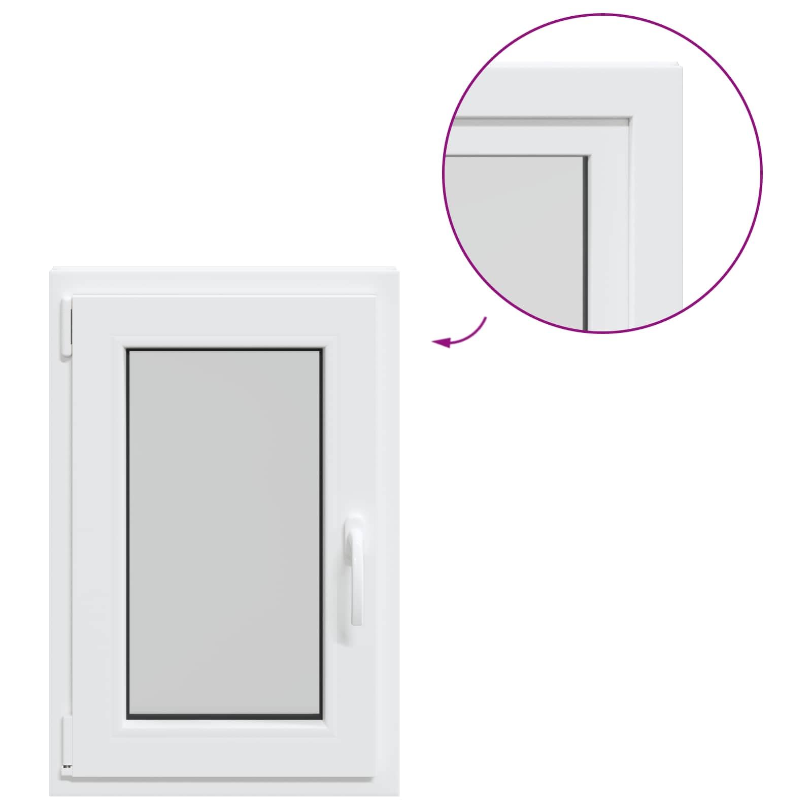 vidaXL Ventana de sótano RISOR 50 x 75 cm PVC y Vidrio Blanco, Sótano, Aislante Térmico Moderno y Duradero para Ventanas Eficientes, Accesorios de Vidrio PVC Aislantes
