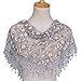Miaeowve Fringed Triangle Lace Mantilla Veil Cathedral Head Covering Bride Shawl for Womens Grey One Size
