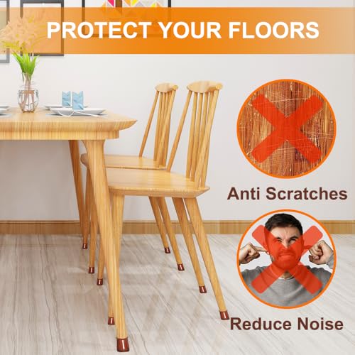 24 Pcs Chair Leg Floor Protectors for Hardwood Floors Silicone Covers to Protect Wood Tile Floors Felt Bottom Furniture Leg Caps Anti-Scratch Reduce Noise (Fit:0.9"-1.29")