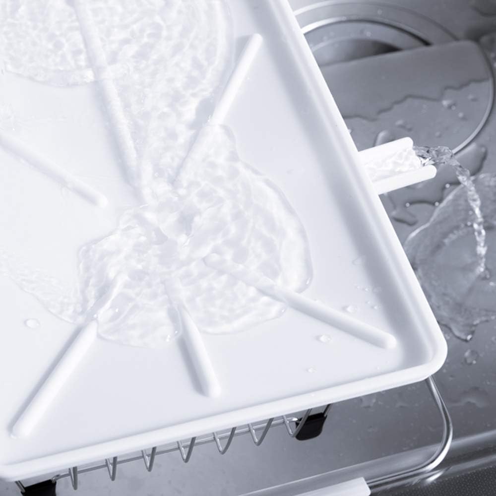 Iris Plaza SSDD-2S Draining Rack, Tension Living Alone, Drainer, Basket, Over The Sink Basket, Stainless Steel, 2 Tiers, Slim Size, White, Space Saving, Tension Drainer Rack