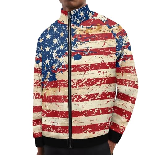Chaqueta ligera con estampado bandera americana para hombre miniatura 1