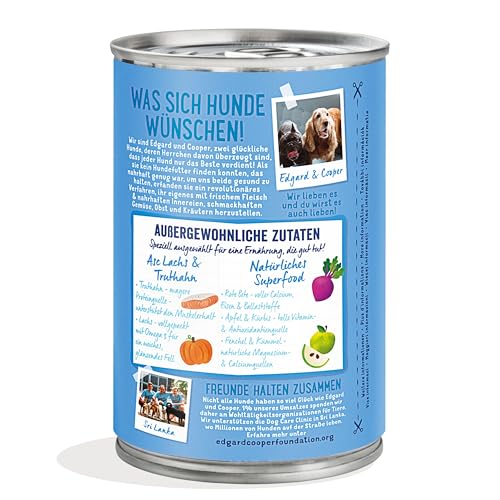 Edgard & Cooper Nassfutter für Hunde (Lachs & Truthahn, 400g x 6), Getreidefrei, natürliche Zutaten und frisches Fleisch, voller essentieller Aminosäuren