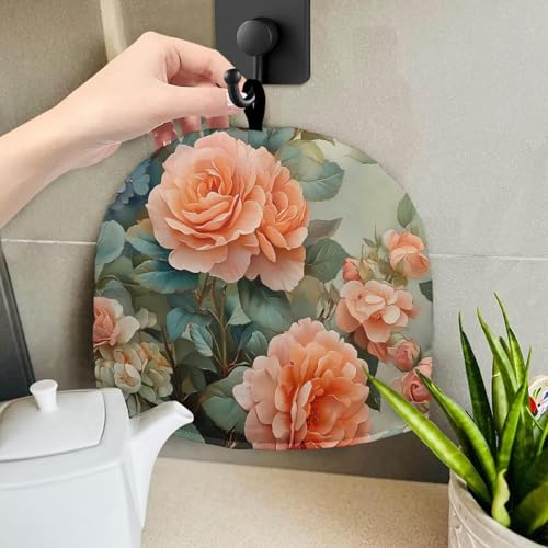 Image of Orange Peony Tea Pot Cozy for Keeping Warm Soft Tea Insulated Cosy Breakfast Warmer for Coffee,Dust Proof Teapot Dust Protector Kitchen Decorative Designed in England