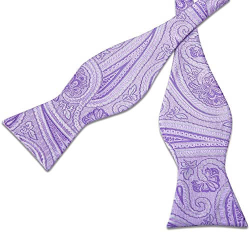 Image of DiBanGu Paisley Bow Ties for Men Silk Self Tied Bowtie and Pocket Square Cufflinks with Lapel Pin for Wedding Party