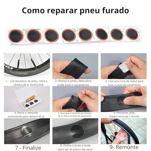 Kit de Ferramentas para Bicicleta, Chaves, Remendo para Pneus, Bomba de Ar, Bolsa para Quadro