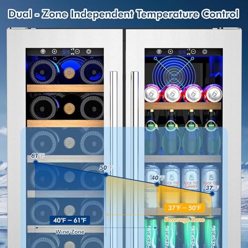 Image of Antarctic Star 24 inch Dual Zone Wine Cooler, Built-In, 21 Bottles & 88 Cans