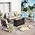Sophia & William 4 Piece Outdoor Patio Furniture Set, 5 Seats Patio Conversation Sets Clearance with 45" Gas Fire Pit Table x 1, 3-seat Sofa x 1, Rocking Chair x 2 for Porch Lawn, Beige
