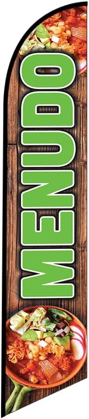 Menudo Mexican Food Advertising Feather Banner Swooper Flag Sign with Flag Pole Kit and Ground Stake (Brown)