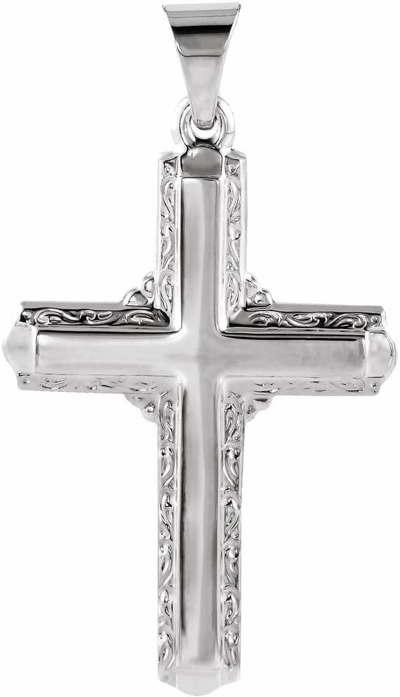 Sonia Jewels Solid Platinum 26x18mm Cross Crucifix Charm Pendant (26mm x 18mm)