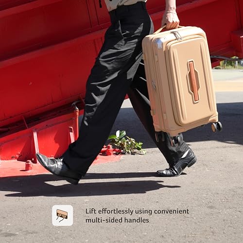 Image of Acer Brisbane Suitcase, 20 inch Cabin, with 360 Degree Spin 8 Wheels, Double TSA Lock, Dual Opening (Top and Mid), Expandable, Recycled Polyseter Material, Gold Coast