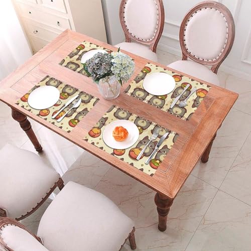 Set de table en PVC antidérapant motif chat de cuisine lavable x6