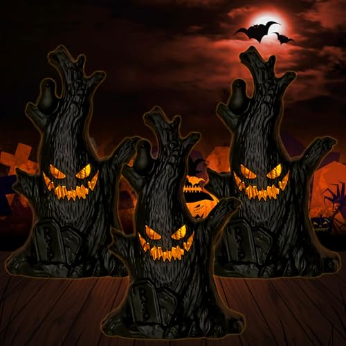 Lets Joy 3 Piezas Halloween Fantasmas Luces LED, Halloween de Fantasmas Tocón de árbol, Luces LED de Fantasmas de Halloween, Decoración de Halloween, Regalo de Fiesta de Halloween