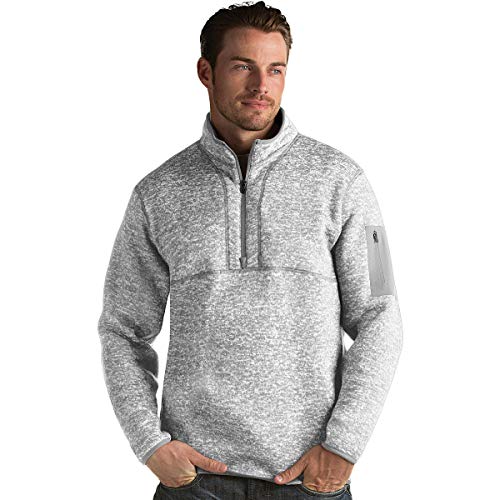 Antigua Men's Fortune 1/4 Zip Sweater Knit Pullover XXL Light Grey Heather