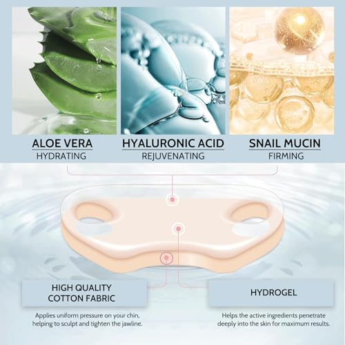 Face Mask V-Line 5 PCS Snail Mucin Face Masks Beauty, Double Chin Reducer Collagen Mask, V Shape Face Tape Mask for Skin Firming & Tightening Moisturizing Face Slimmer (V-Line 5 PCS) - Image 4