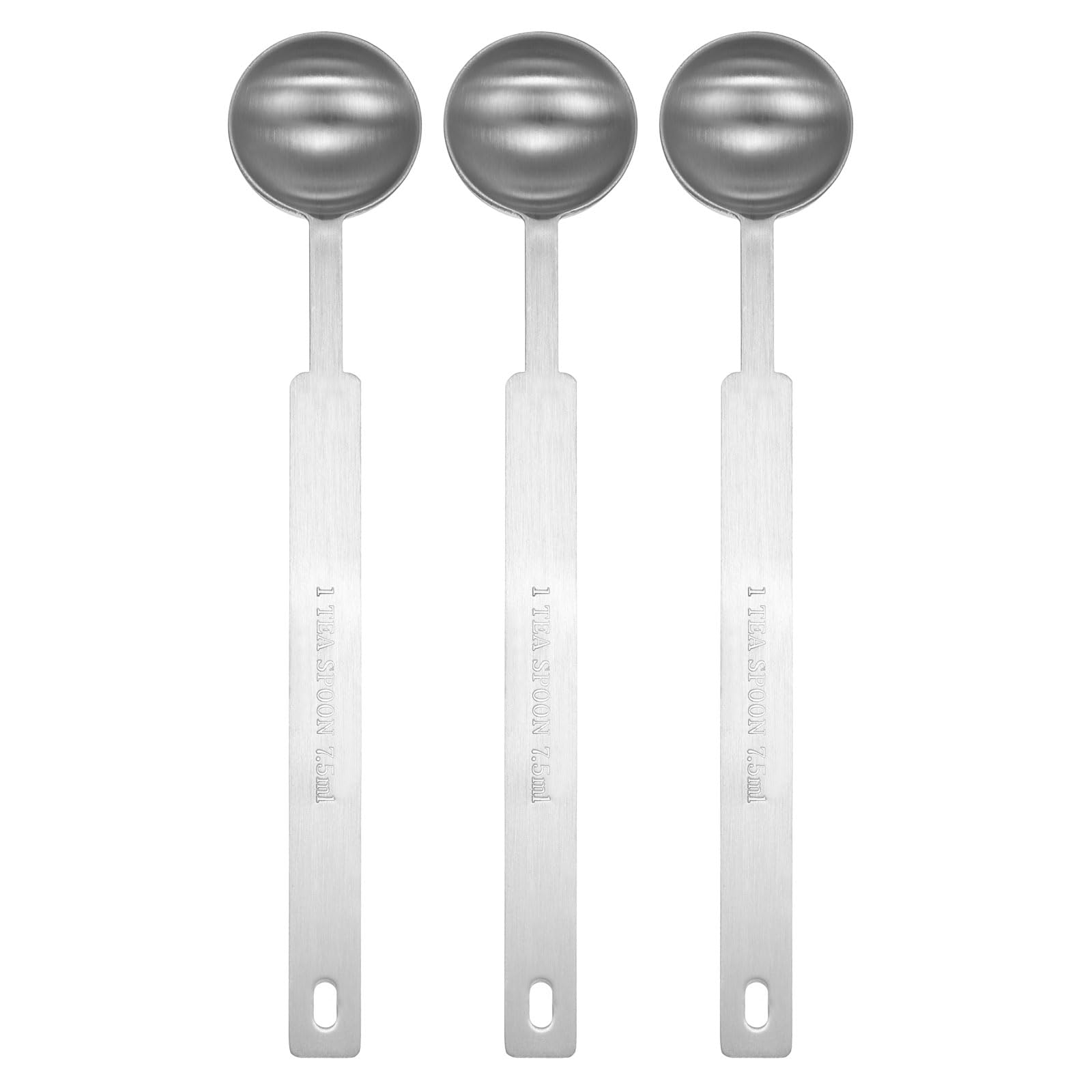 QUARKZMAN 3 Pezzi Cucchiai Dosatori Singoli 1.5 Tsp (1/2 Tbsp, 7.5 Ml) Cucchiaino/Cucchiaio Acciaio Inox 430 Cucchiai Dosatori Singoli Con Ciotola Quadrata Piccola Manico Lungo Misurino