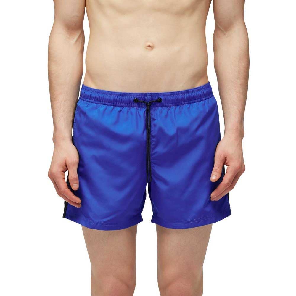 Sundek Costume Da Bagno A Pantaloncino Per Uomo Corto A Vita Elasticata M731BDP (It, Testo, L, Regular, Regular, Azzurro/Nero)-image
