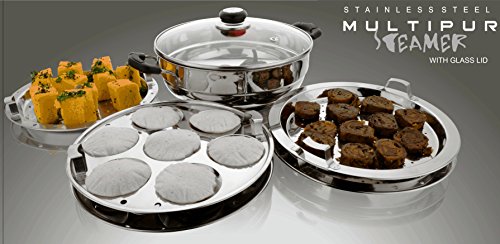Image of Tosaa Big Induction Compatible Multi Purpose Kadai, 27 cm ,5 Plates, Silver