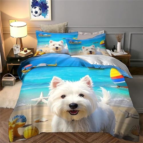 Parure de lit chien plage 135x200 microfbre 3D - 6