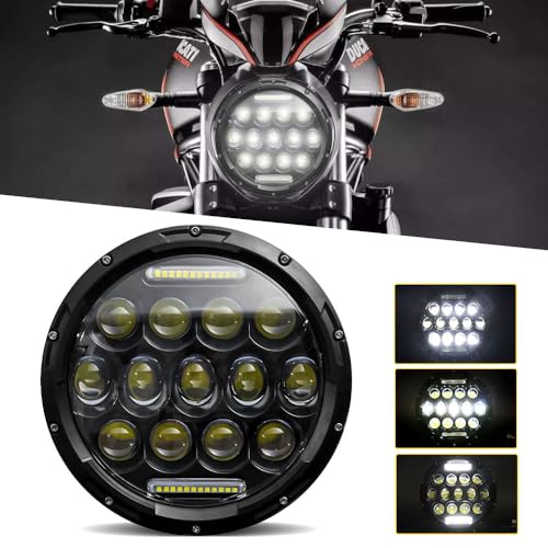DriSentri 7 Inch Round LED Headlights, 2PCS DC12-24V 7 Inch 140W 6000K DOT Approved Hi/Lo Beam DRL Round LED Headlight Compatible with Jeep Wrangler JK/TJ/LJ with DRL