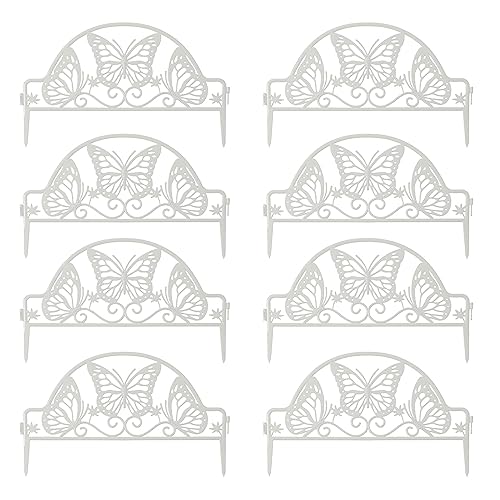 Ouliget Plastic Garden Picket Fence,Garden Edging Decorative Border,Decorative Garden Fence,8