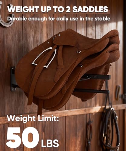 image for Queension Wall Mounted Saddle Rack with Pad Bar, Heavy Duty Horse Sadd