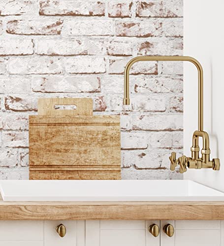 GAULAN - 500453169 Papier peint vinyle lessivable effet brique vintage en relief 3D blanc et rouge pour mur salon cuisine salle de bain chambre entrée - Échantillon DIN A4