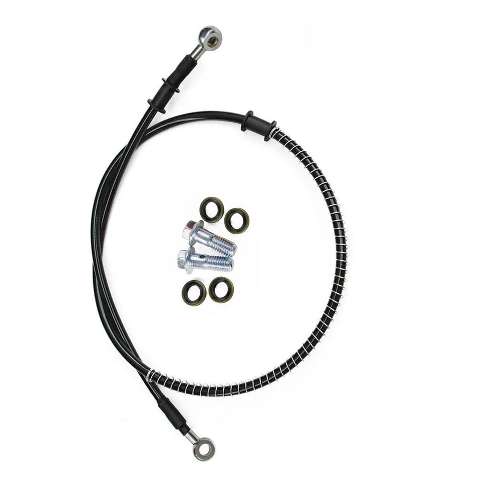 Ksxzw One Color Motorbike Part Motorcycle Braided Steel Hydraulic Brake Line Clutch Oil Hose Tube Pipe 400Mm-2300Mm M8 90° 28°(400Mm)