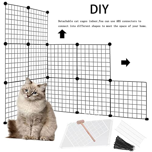 Image of 2 Tier Metal Cat Cage Indoor Detachable Cats Cages DIY Pet Playpen Portable Removable Kitten Collapsible Playpen for Small and Medium Cats Kittens Kitty (White 29.52 x 15.35 x 28.74 in)
