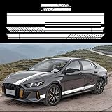 HUWANDE Racing Side Stripe Stickers for Car,Vinyl Car Hood Decal,Car Side Graphics (White), QCT001