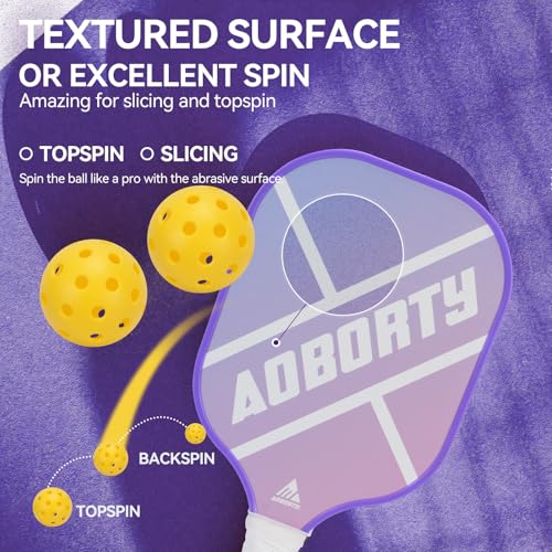 Image of AOBORTY Pickleball Paddles 4 Pack - USAPA Light Graphite Premium Rackets Fiber Face & Polymer Honeycomb Core Pickleball Set with 4 Outdoor Indoor Balls Including Portable Carry Bag