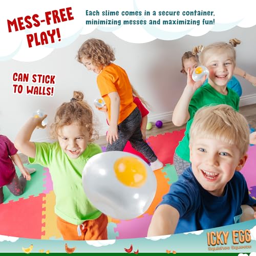 Image of Egg Squishy Toys (4-Pack) - Super Solid Squishy Eggs, Clear Egg Yolk Squeeze Fidget Toys for Kids & Adults - Sensory Party Favors, Goodie Bag Stuffer.