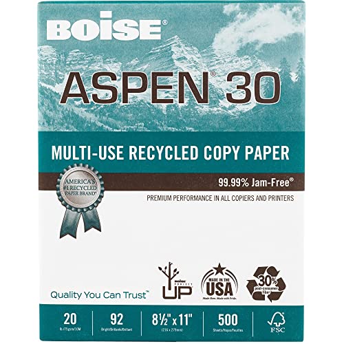 Boise® ASPEN® 30 Multi-Use Print & Copy Paper, Letter Size (8 1/2" x 11"), 92 (U.S.) Brightness, 20 Lb, 30% Recycled, FS - Thumbnail 5