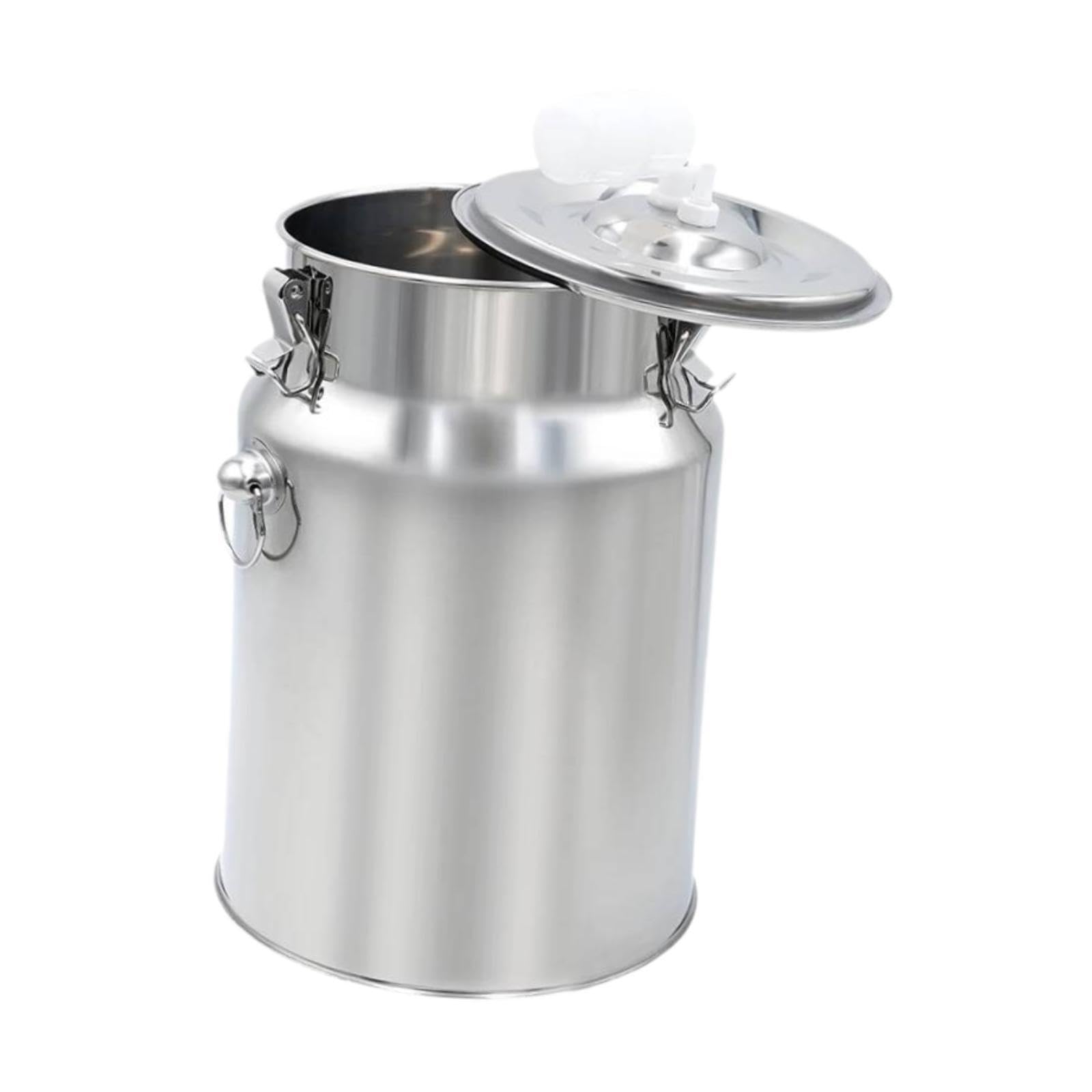 Système de traite électrique pour vaches et chèvres avec seau à traire en acier inoxydable de grande capacité et fiable. Kit de machine à traire avec seau en acier, Argent, 10 L