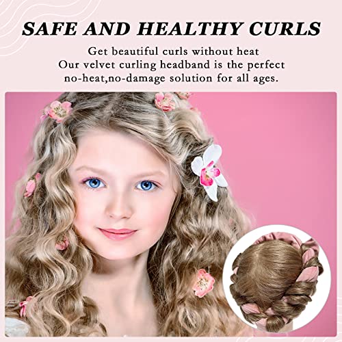 Heatless Curling Rod Headband, No Heat Overnight Hair Curler Headband, 70" Long Velour Lazy Heatless Curls Roller Ties For Women Girls Long Hair, Hair Curlers To Sleep In -Pink #TOP2