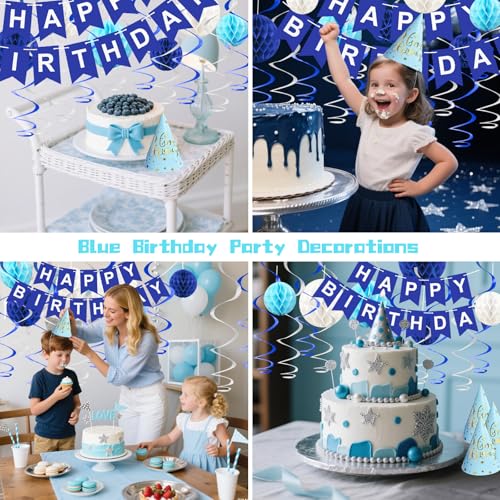 Save 50% on Blue Birthday Decorations Kit with Banner & Honeycombs