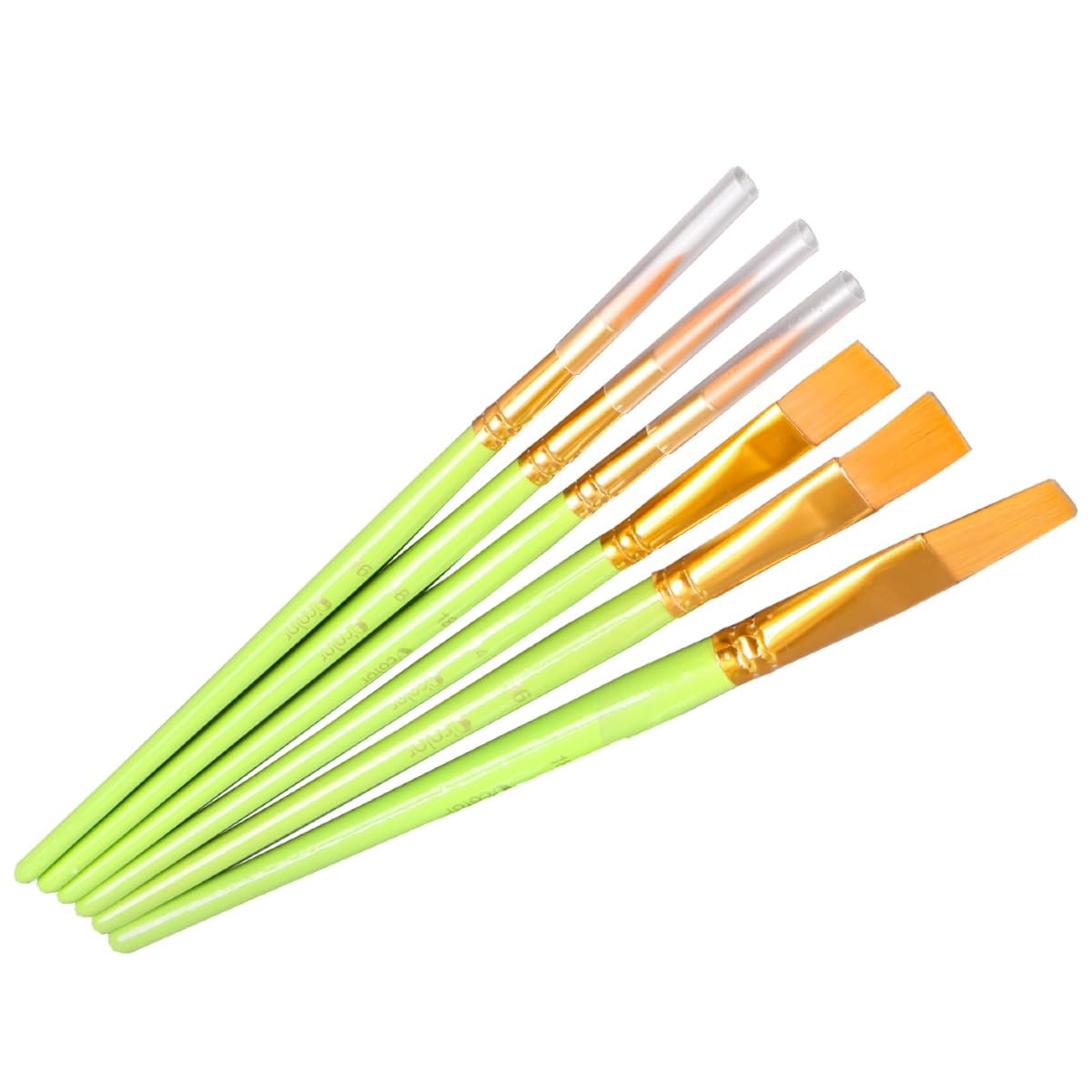Set de pinceaux poils en nylon, 36 pinceaux brosses en fibres synthétiques, ronds & plats