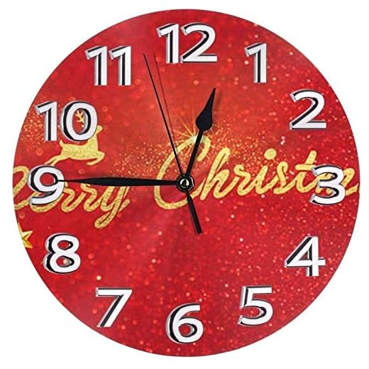 Väggklocka väggklocka god jul klocka nummer rund väggklocka arabiska siffror klocka tyst tickar inte klocka dekor färgglad levande kök skola 25 cm
