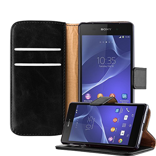 Cadorabo Funda Libro para Sony Xperia Z2 en Negro Grafito - Cubierta Proteccíon con Cierre Magnético, Tarjetero y Función de Suporte - Etui Case Cover Carcasa