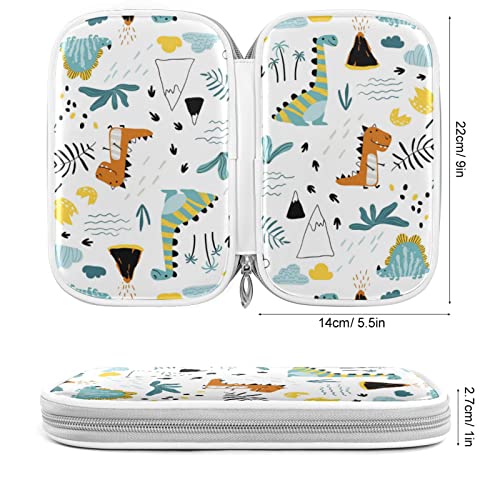 Image of Cute Dinosaur Doodle Pencil Bag Case Zipper Pencil Holder Organizer Stationary Pen Bag Cosmetic Makeup Bag Pouch Purse for School Office Supplies