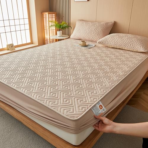 Sábana bajera impermeable extra profunda de 150 x 200 cm, 30 cm de profundidad, transpirable, protector de colchón, cubrecolchón, ropa de cama hipoalergénica para máxima comodidad