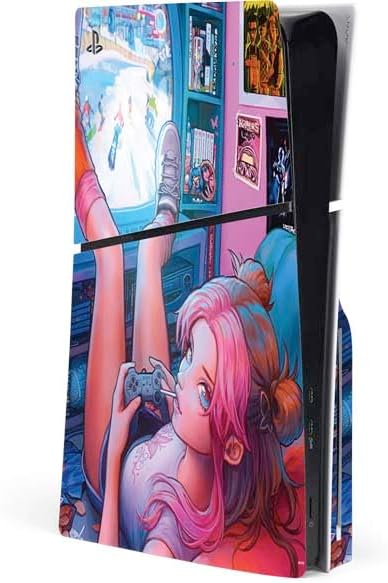 Skinit Decal Gaming Skin Compatible with PS5 Slim Disk Console - Officially Licensed Rainbow Pandas with Butterflies by Sheena Pike Design