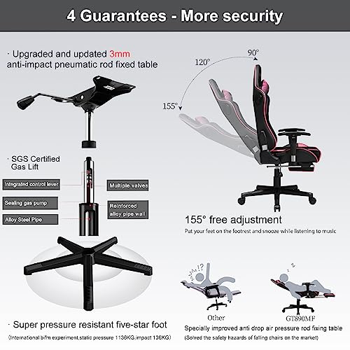 GTRACING Gaming Chair with Footrest Speakers Video Game Chair Bluetooth Music Heavy Duty Ergonomic Computer Office Desk Chair (Colorful)