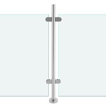 Glass Handrail 43 Middle Post Clear Glass Balustrade Railing Column 304 Stainless Steel Fencing Railing Pole Clamp for Garden Deck Stair Home Indoor Outdoor